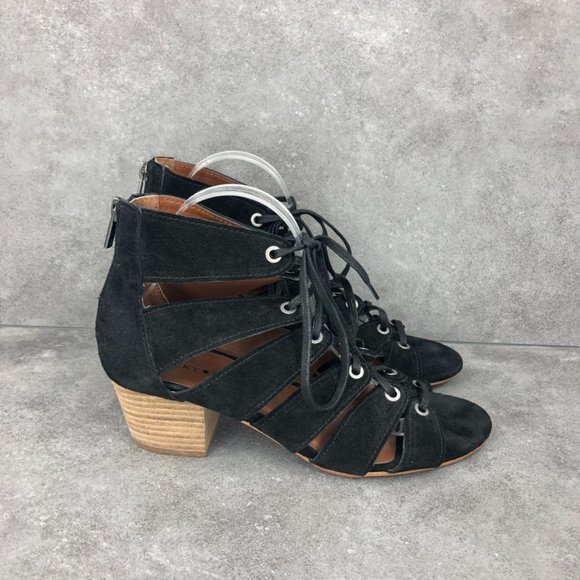 Lucky Brand Shoes - Lucky Brand Genevie Suede Lace Up Gladiator Sandal, Black, Women's 9.5